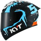 Capacete KYT TT Course Masia Winter Test Preto e Azul Brilhante