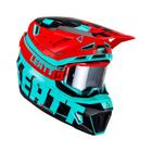 Capacete LEATT Moto 7.5 com Óculos Aqua Preto Vermelho