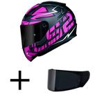 Capacete LS2 FF353 Rapid Cromo Preto e Rosa Fosco Mais Viseira Fumê