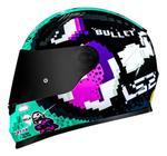 Capacete Ls2 Ff358 Bullet Preto Azul Pixels Mario