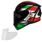 Capacete Masculino Asx City Start Verde Moto + Viseira Fume