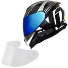 Capacete Masculino Norisk Razor Full Branco Viseira Azul