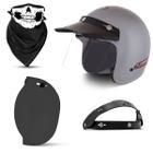 Capacete Moto Aberto Compact + Viseira Bubble Fumê + Bandana e Flip Up