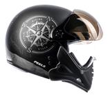 Capacete Moto Aberto Custom Peels Mirage F-21 F21 North Piloto Aviador Preto Fosco C/ 2 Viseiras