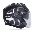 Capacete Moto Aberto Gp Tech Uk Preto/Branco Fosco