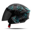 Capacete Moto Aberto New Liberty 3 Flowers Brilhante Viseira Fumê Pro Tork Masculino Feminino Segurança Conforto