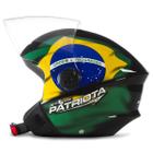 Capacete moto Aberto New Liberty 3 Patriota personalizado com a bandeira do Brasil viseira cristal