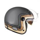 Capacete Moto Aberto Peels Click Yesterday Custom Retro Cinza Dourado C/ Óculos E Selo Inmetro