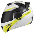 Capacete Moto Fechado Escamoteável Robocop Pro Tork V Pro Jet 2 Carbon Branco Viseira Fumê