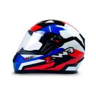 Capacete Moto Fechado GTX Super Vermelho com Azul/Branco Viseira Cristal Inmetro Tamanho 56 - FW3