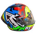 Capacete Moto Fechado Mt Stinger 2 Meld E3 Amarelo Azul