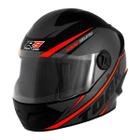 Capacete Moto Fechado R8 Pro Preto/Vermelho Viseira Cristal Inmetro Tamanho 58 - Pro Tork