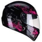 Capacete Moto Feminino Fly F-9 Lyrical Preto Fosco Rosa