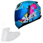 Capacete Moto Feminino Norisk Razor Mad Azul Viseira Azul