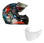 Capacete Moto Fw3 Caveira Brilhante 56 Viseira Cristal Fumê