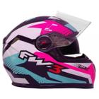 Capacete Moto Fw3 Gtx Super C Óculos Azul Tifany Rosa Branco