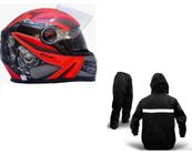 Capacete moto fw3 r1 c/ óculos 56 + capa chuva jaqueta calça