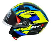 Capacete Moto FW3 X Open Up Fox Amarelo com Azul Tamanho 56