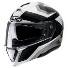 Capacete Moto Hjc I90 L Articulado Lark Preto Branc E Cinza