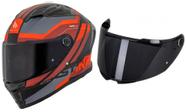 Capacete moto masculino mt helmets stinger 2 templo b5 vermelho fosco tam 60 + viseira v-28b fume