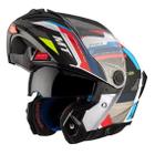 Capacete moto motoqueiro articulado robocop oculos mt helmets atom 2 bast a0 preto azul branco tam 58