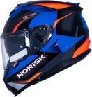 Capacete Moto Norisk Strada Drive Viseira Solar Azul Laranja