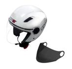 Capacete Moto Open Classic Branco Tamanho 56 + Viseira Fume