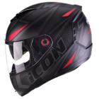 Capacete Moto Peels Icon Fast Preto Fosco Vermelho Com Viseira Solar