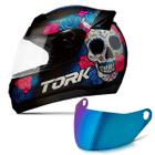 Capacete Moto Pro Tork Evolution G7 Mexican Skull Brilhante + Viseira