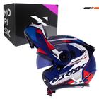 Capacete Norisk Articulado Ff345 Speedmax Azul Fosco/Branco/Vermelho Com Viseira Interna