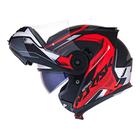 Capacete Norisk Escamoteável FF345 Route Speedmax Preto e Vermelho Fosco Robocop Articulado Com Óculos