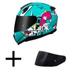 Capacete Norisk Razor Mad Azul e Rosa Mais Viseira Fumê