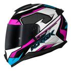 Capacete norisk razor speedmax preto branco rosa brilhante