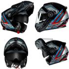 Capacete Norisk Route FF345 Charge Preto/Prata/Azul Articulado 62/XL