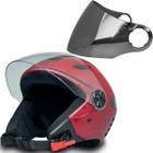 CAPACETE ABERTO C/VISEIRA JET SOLID VERMELHO-60 - Pneu pra moto