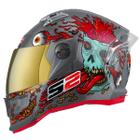 Capacete Para Moto Fechado Masculino Feminino Stealth Zombie Cor Brilhante Viseira Dourada Pro Tork