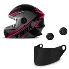 Capacete Pro Tork R8 Rosa + Viseira Fumê + Parafuso Tam.56