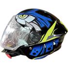 Capacete pro tork tribal azul/preto personalizado new liberty aberto moto