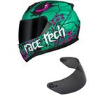 Capacete Race Tech Sector Kraken Verde e Rosa Mais Viseira Fumê