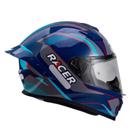 Capacete Racer1 Rc1 Octane Azul Cinza Vermelho Mais Viseira Rc1 Fume