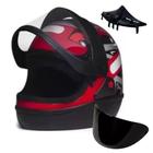 Capacete San Marino Automático Vermelho Mais Narigueira Big Viseira Extra