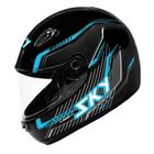 Capacete sky gamma preto brilho transf azul 56