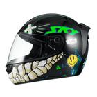 Capacete Sky Two Chaos Preto Brilho Transf Verde 60