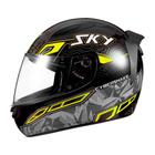 Capacete sky two cyber snake preto brilho transf amarelo 62 - MOTOSKY