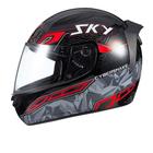 Capacete sky two cyber snake preto fosco transf vermelho 60 - MOTOSKY