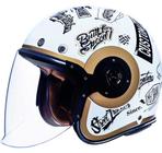 Capacete Smk Retro Custom Aberto Jet Tracker Branco Preto