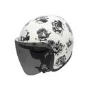 Capacetede Moto Aberto Custom Old School Flores Preto E Branco Viseira Full Face Fume - Kraft