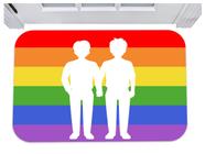 Capacho para porta casal lgbt gay arco iris tapete 40x60