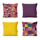 Capas Almofadas Decorativas Geométricas Coloridas Roxo 40X40