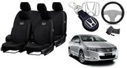 Capas Couro Estilizadas Bancos Honda City 2009-2016 + Volante + Chaveiro